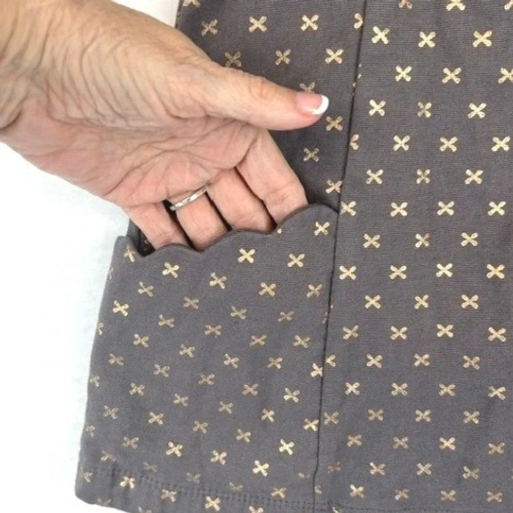 Catherine Malandrino Dress Grey Gold Metallic X Bow Kids 24M